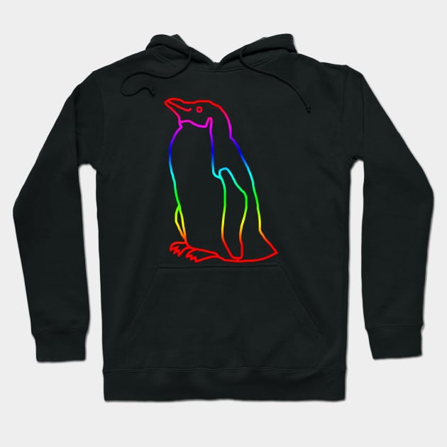 Penguin Rainbow Minimal Line Hoodie by ellenhenryart